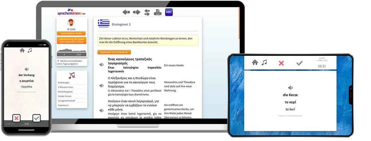 Sprachenlernen24 Online-Sprachkurs Griechisch Screenshot