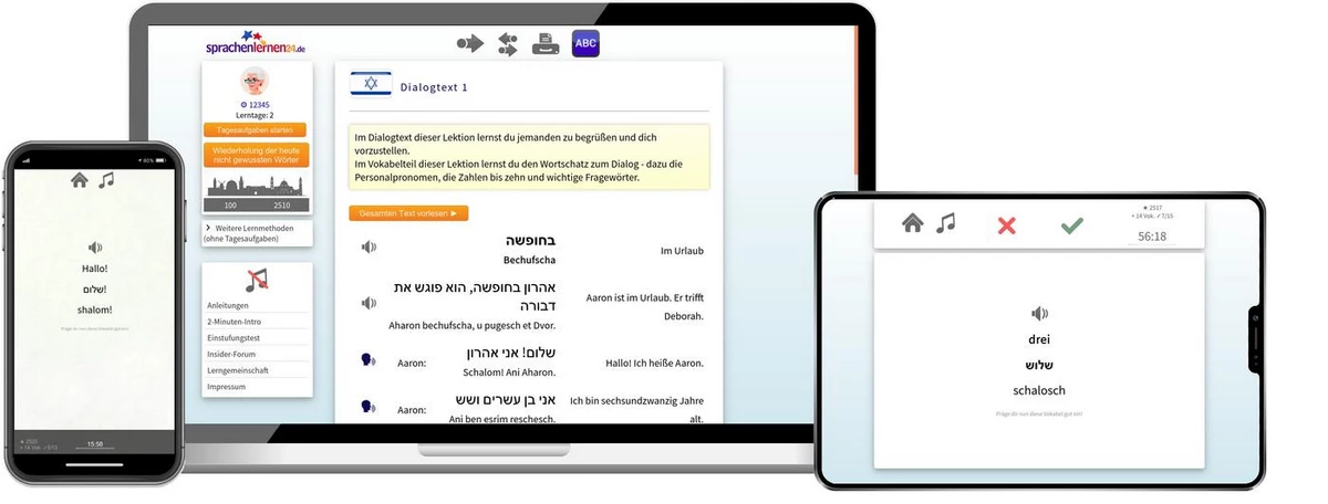 Sprachenlernen24 Online-Sprachkurs Hebräisch Screenshot