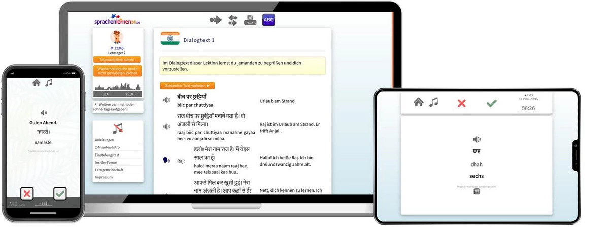 Sprachenlernen24 Online-Sprachkurs Hindi Screenshot