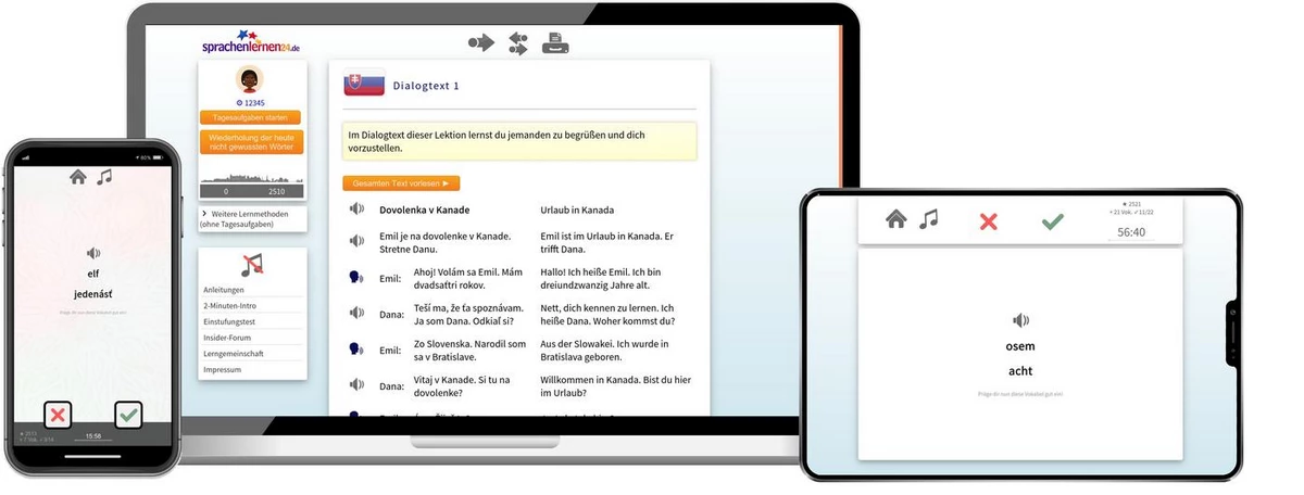Sprachenlernen24 Online-Sprachkurs Slowakisch Screenshot