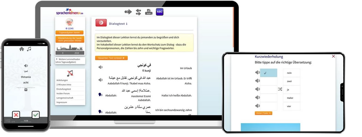 Sprachenlernen24 Online-Sprachkurs Tunesisch Screenshot