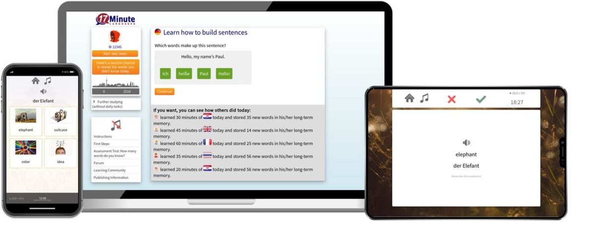 17 Minute Languages Online-Sprachkurs Screenshot