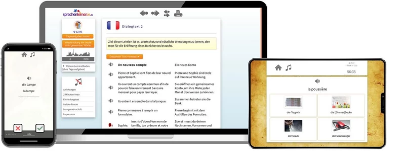 Sprachenlernen24 Französisch Aufbaukurs für Fortgeschrittene Online-Sprachkurs Screenshot