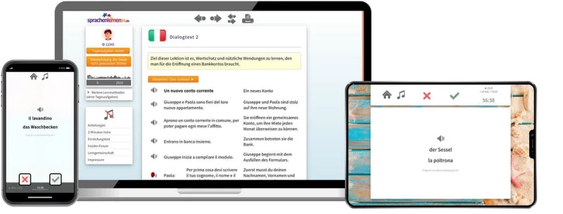 Sprachenlernen24 Italienisch Aufbaukurs für Fortgeschrittene Online-Sprachkurs Screenshot
