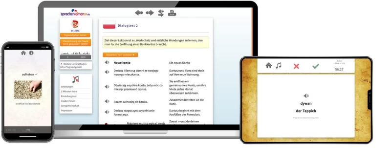 Sprachenlernen24 Polnisch Aufbaukurs für Fortgeschrittene Online-Sprachkurs Screenshot